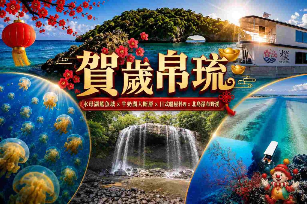 【吉羊賀歲、早鳥減3000】水母湖鯊魚城、牛奶湖大斷層、北島瀑布野溪、自選酒店五日
